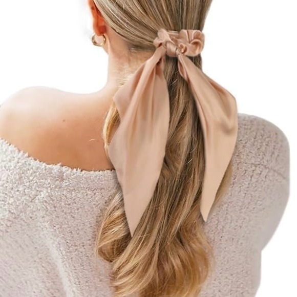 Scunci Hair Ribbon Scrunchie Set (2pc) – Pink & Brown Leopard Satin - Picture 3 of 6